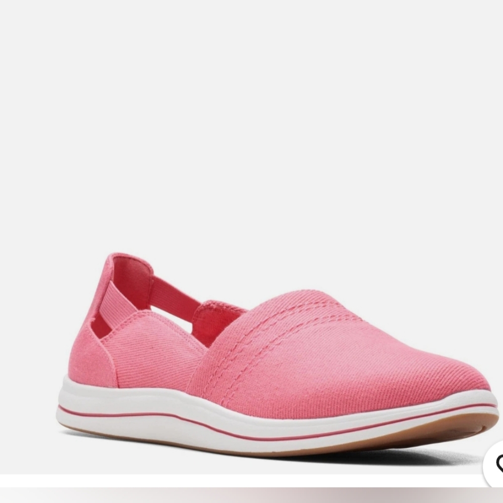 Clarks Cloudsteppers Breeze Step Loafer🌸 Bright Coral Canvas 🌸size 7.5